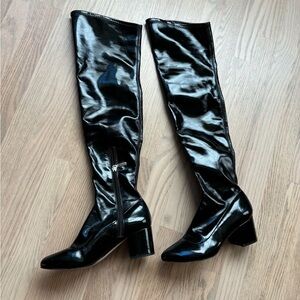 Schultz Over The Knee Black Shiny Boots US 6